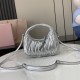 Replica Miu Miu Silver Mini Wander hobo bag - perfect clone with triangle logo