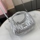 Replica Miu Miu Silver Mini Wander hobo bag - perfect clone with triangle logo