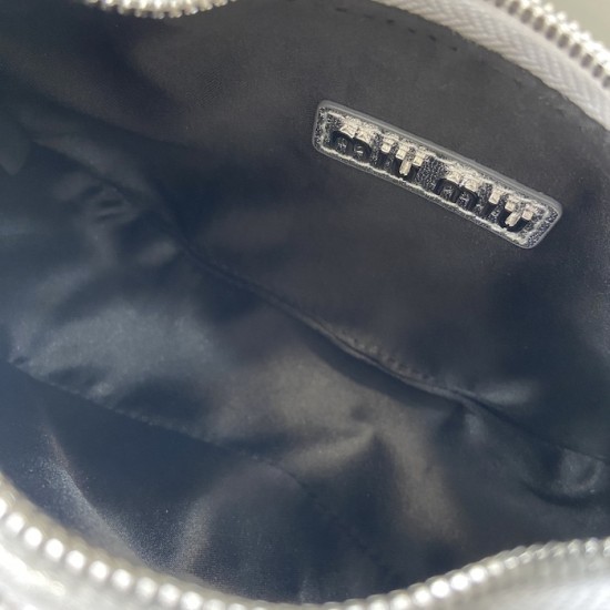 Replica Miu Miu Silver Mini Wander hobo bag - perfect clone with triangle logo