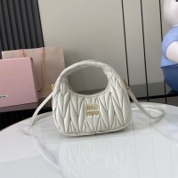 Miu Miu White Wander matelassé nappa leather mini hobo bag