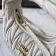 AAA Fake Miu Miu White Mini Wander Bag| miumiureplica.com Replica Miu Miu White Mini Wander hobo bag - perfect clone with triangle logo