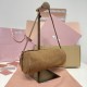 Replica Miu Miu Cocoa Brown suede clutch with gold chain strap