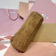 Replica Miu Miu Cocoa Brown suede clutch with gold chain strap