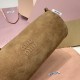 Replica Miu Miu Cocoa Brown suede clutch with gold chain strap