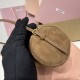 Replica Miu Miu Cocoa Brown suede clutch with gold chain strap
