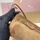 Replica Miu Miu Cocoa Brown suede clutch with gold chain strap