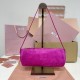 Replica Miu Miu Fuchsia Suede Pouch | Affordable Luxury Clutch Replica Miu Miu pink suede clutch with gold chain strap