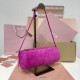 Replica Miu Miu Fuchsia Suede Pouch | Affordable Luxury Clutch Replica Miu Miu pink suede clutch with gold chain strap