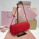 Replica Miu Miu Red suede clutch with gold chain strap