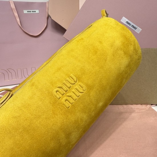 Replica Miu Miu Whiskey Suede Pouch | Affordable Luxury Clutch Replica Miu Miu Whiskey suede clutch with gold chain strap