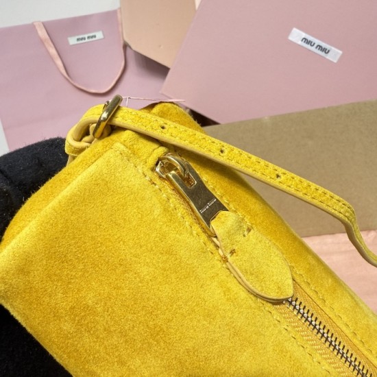 Replica Miu Miu Whiskey Suede Pouch | Affordable Luxury Clutch Replica Miu Miu Whiskey suede clutch with gold chain strap