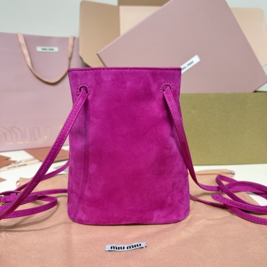Replica Miu Miu Fuchsia suede clutch with gold chain strap