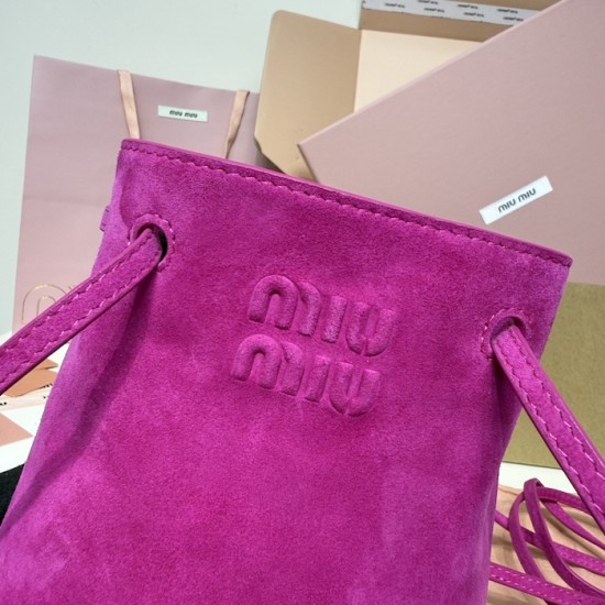 Replica Miu Miu Fuchsia suede clutch with gold chain strap