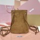 Replica Miu Miu Cocoa Brown suede clutch with gold chain strap