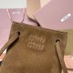 Replica Miu Miu Cocoa Brown suede clutch with gold chain strap