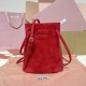 Replica Miu Miu Red suede clutch with gold chain strap