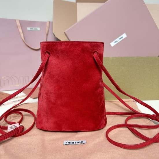 Replica Miu Miu Red suede clutch with gold chain strap