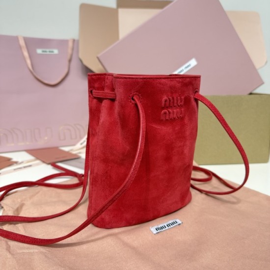 Replica Miu Miu Red suede clutch with gold chain strap