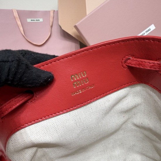 Replica Miu Miu Red suede clutch with gold chain strap