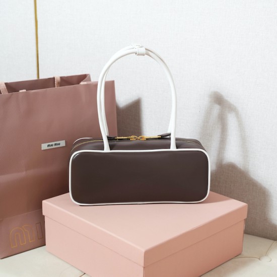 AAA Fake Miu Miu Briarwood Beau Bag| miumiureplica.com Replica Miu Miu Briarwood Beau leather bag - perfect clone with triangle logo