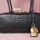 Replica Miu Miu Black Beau leather bag - perfect clone with triangle logo